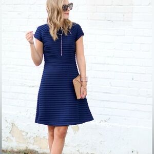 Sail to Sable Navy Short Sleeve Fit and Flare Dress